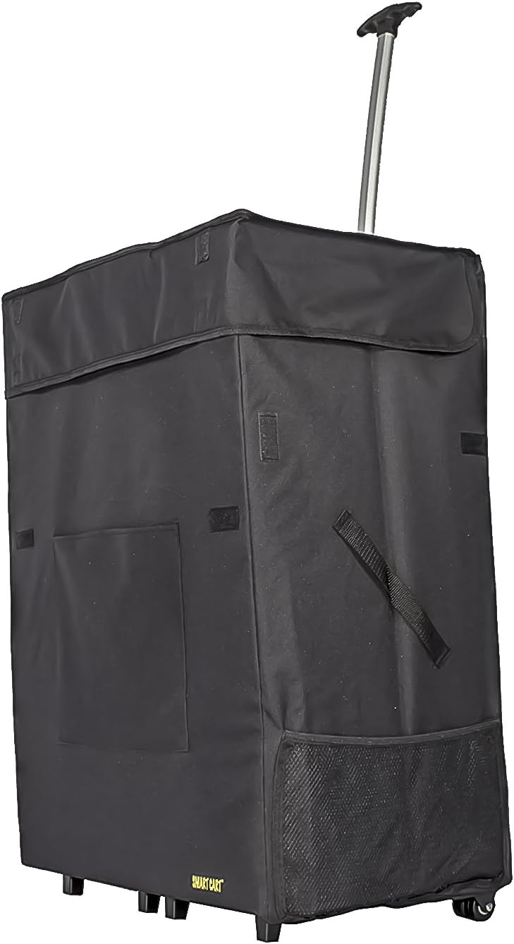 dbest products Jumbo Smart Cart, Black Collapsible Rolling Utility Cart Basket Grocery Shopping Teacher Hobby Craft Art Laundry