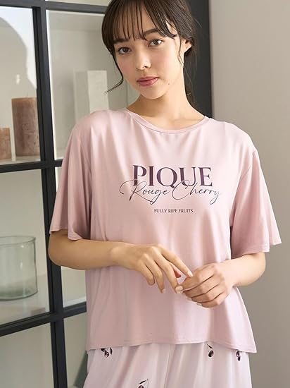 ジェラートピケ　ルージュチェリーレーヨンロゴTシャツ&ロングパンツセット Amazon.co.jp: [ジェラート ピケ] ルージュチェリーレーヨンロゴT