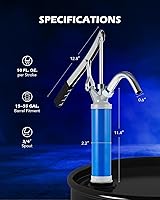 Vista 3 de Orion Motor Tech Bomba de barril de acción de palanca, bomba manual de barril resistente con tubo de succión telescópico que se adapta a tambores