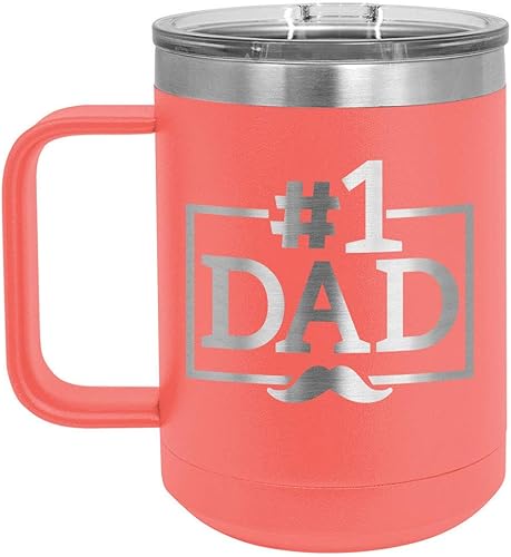 Miniatura 9 de NUMBER 1 DAD B Blue Taza de café de 15 oz con tapa deslizante  Taza de café de viaje aislada  Ideas de regalos del día del padre de hijo o hija