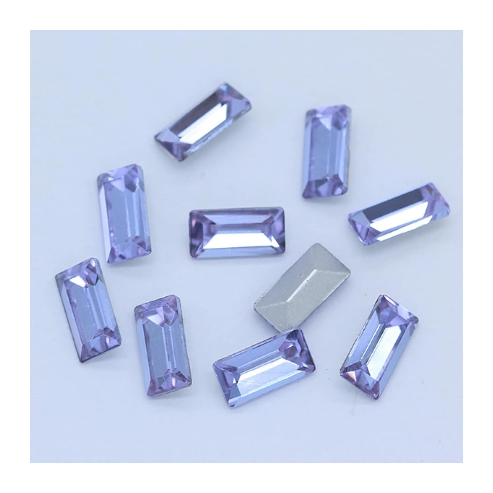 Cyrkonie, Kolory Prostokąt Punkt Folia Tylna Szkło Kamień Fasetowany Kryształ Cyrkonie Sztuka Paznokci Dekoracja DIY Biżuteria Robienie Koralików(Light Purple,3x7mm 20pcs)