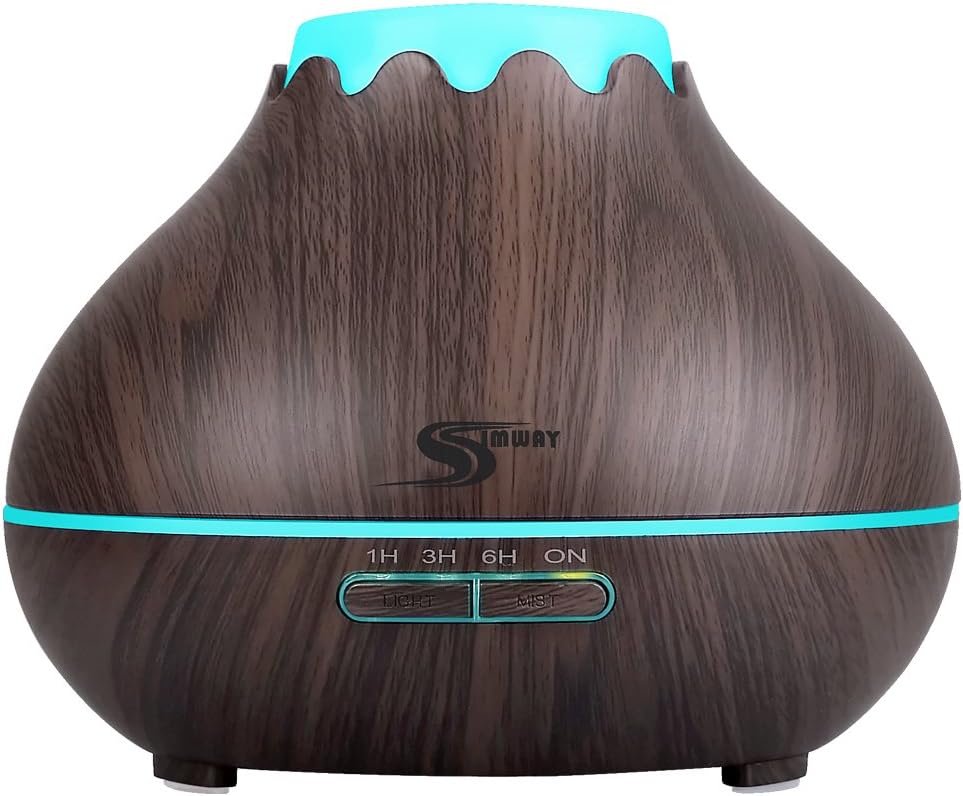 Aroma Essential Oil Diffuser, Aromatherapy 400mL Ultrasonic Cool Mist Aroma Diffuser Humidifier with Waterless Auto Shut-Off, 7 Color LED Lights for Bedroom Living Room