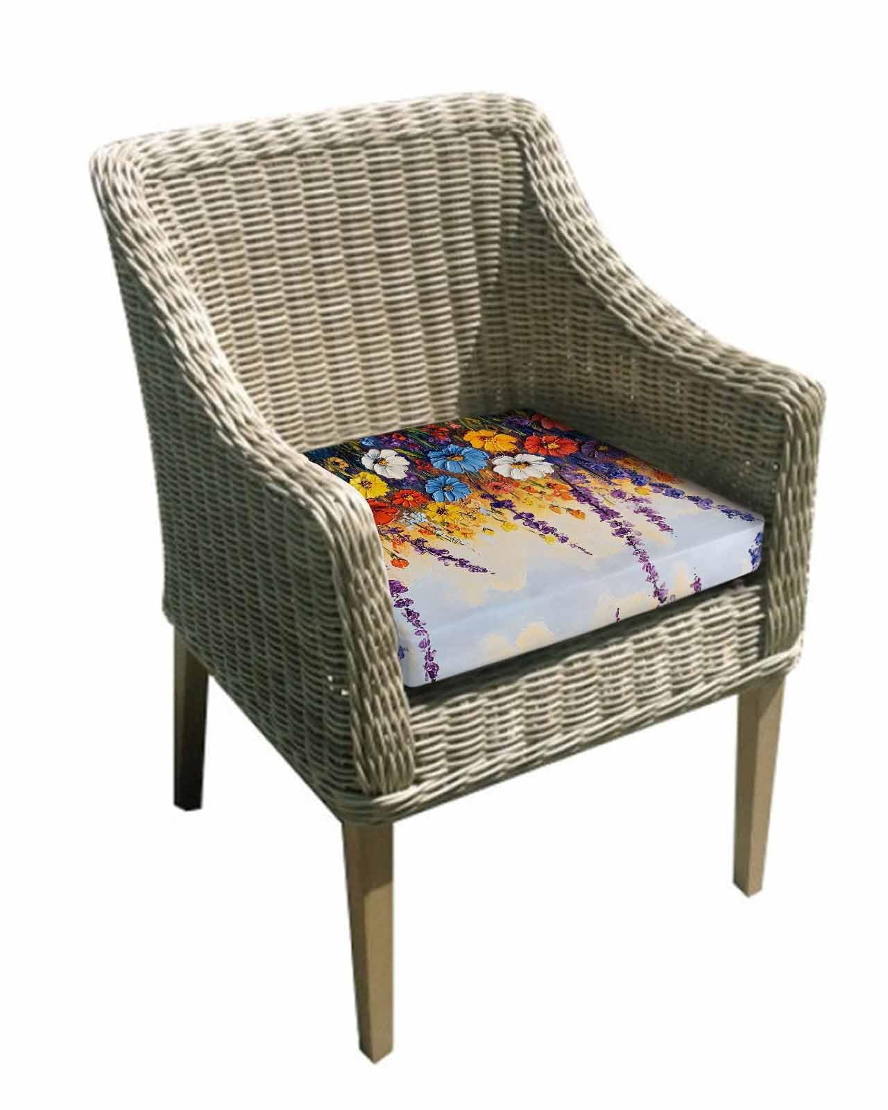 Vintage Flowers Outdoor Cushion Chair Cover Set of 2 - Waterproof Couch Seat Covers, Abstract Oil Painted Farmhouse Botanical Patio Furniture Protector Cushions Slipcovers for Sofa/RV, 20