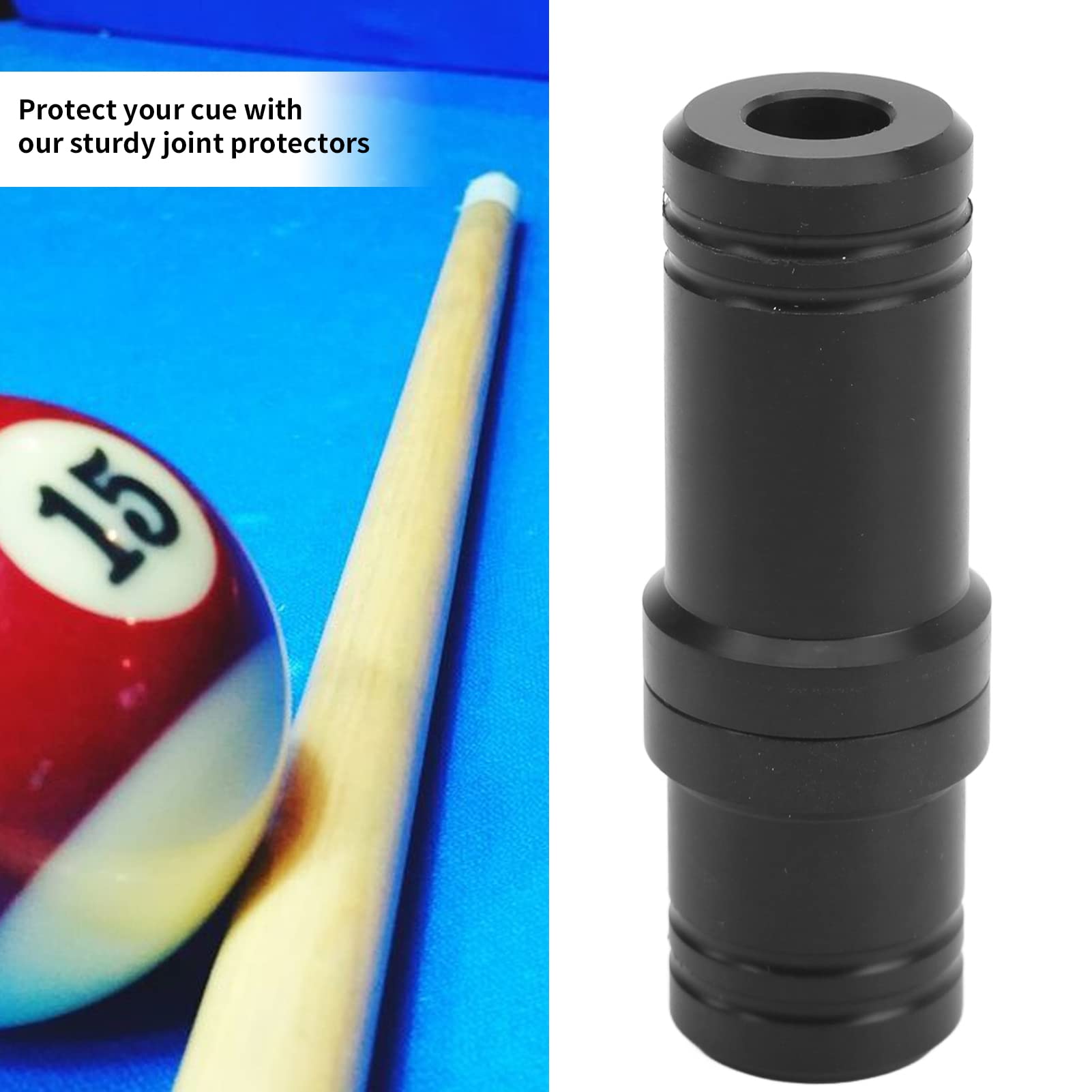 JAOCDOEN 2PCS Billiard Joint Protector Plastic Pool Joint Stick Connector Guard End for MEZZ Black