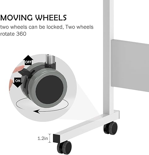 Miniatura 5 de sogesfurniture Mesa auxiliar móvil de 23.6 pulgadas, ruedas para tablet, escritorio para computadora portátil, ajustable, soporte móvil para