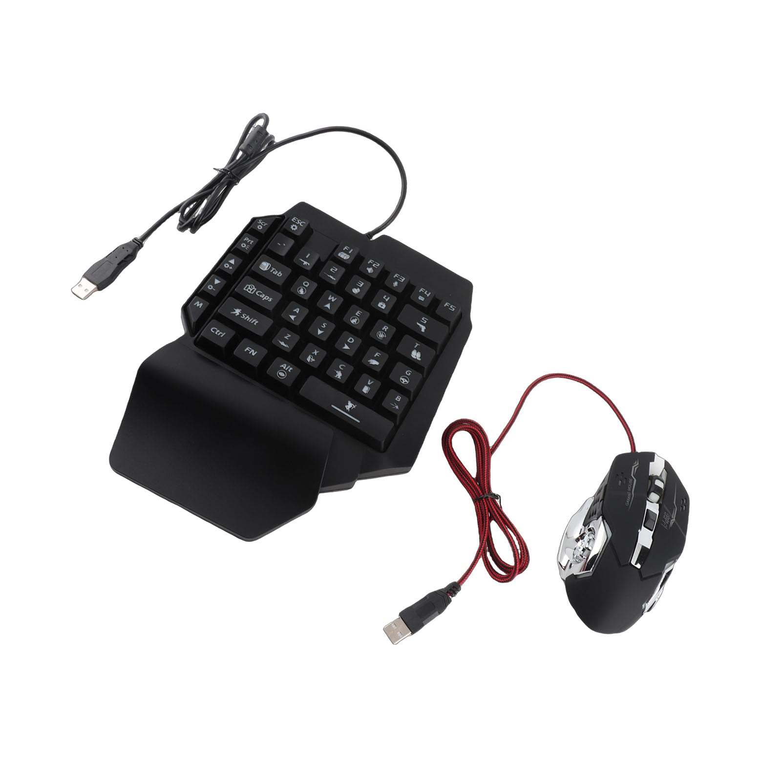 Acouto Klawiatura do Gier Half Hand Combo Przewodowa Klawiatura do Gier USB z Podświetleniem LED i klawiaturą z Konwerterem Sterowania ONE Konsoli ONE Jednoręczna RGB i Gra Combo Half Hand