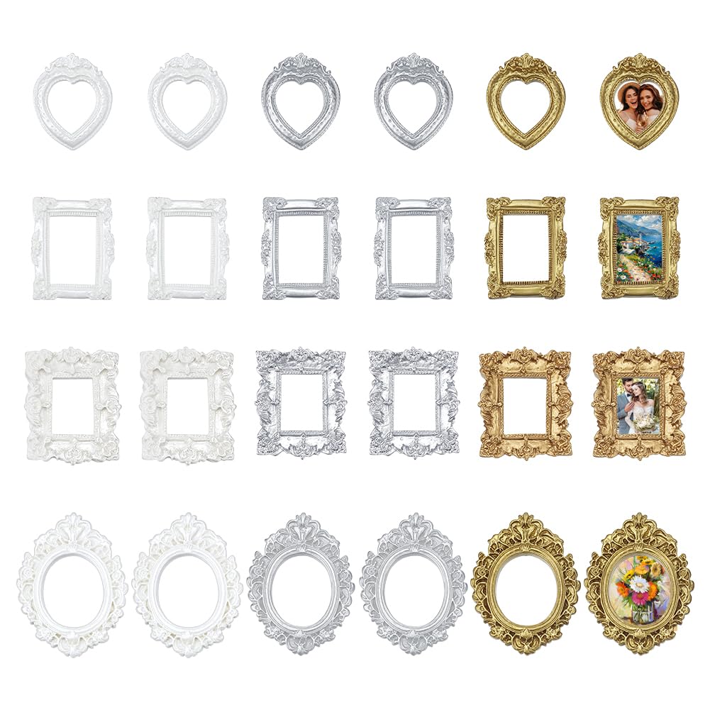 Cadre photo vintage en résine NBEADS : lot de 24 mini cadres antiques pour décoration et bijoux
