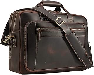 Men's Vintage Messenger Satchel Leather Multi-purpose Casual Travel School Case Tablet 17 Inch Laptop Shoulder Bag Business Briefcase Tote Handbag Brown - coolthings.us