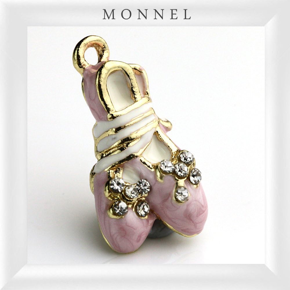 NC026 Little Pink 3D Crystal Ballet Shoe Charm Pendant Necklace - Image 2