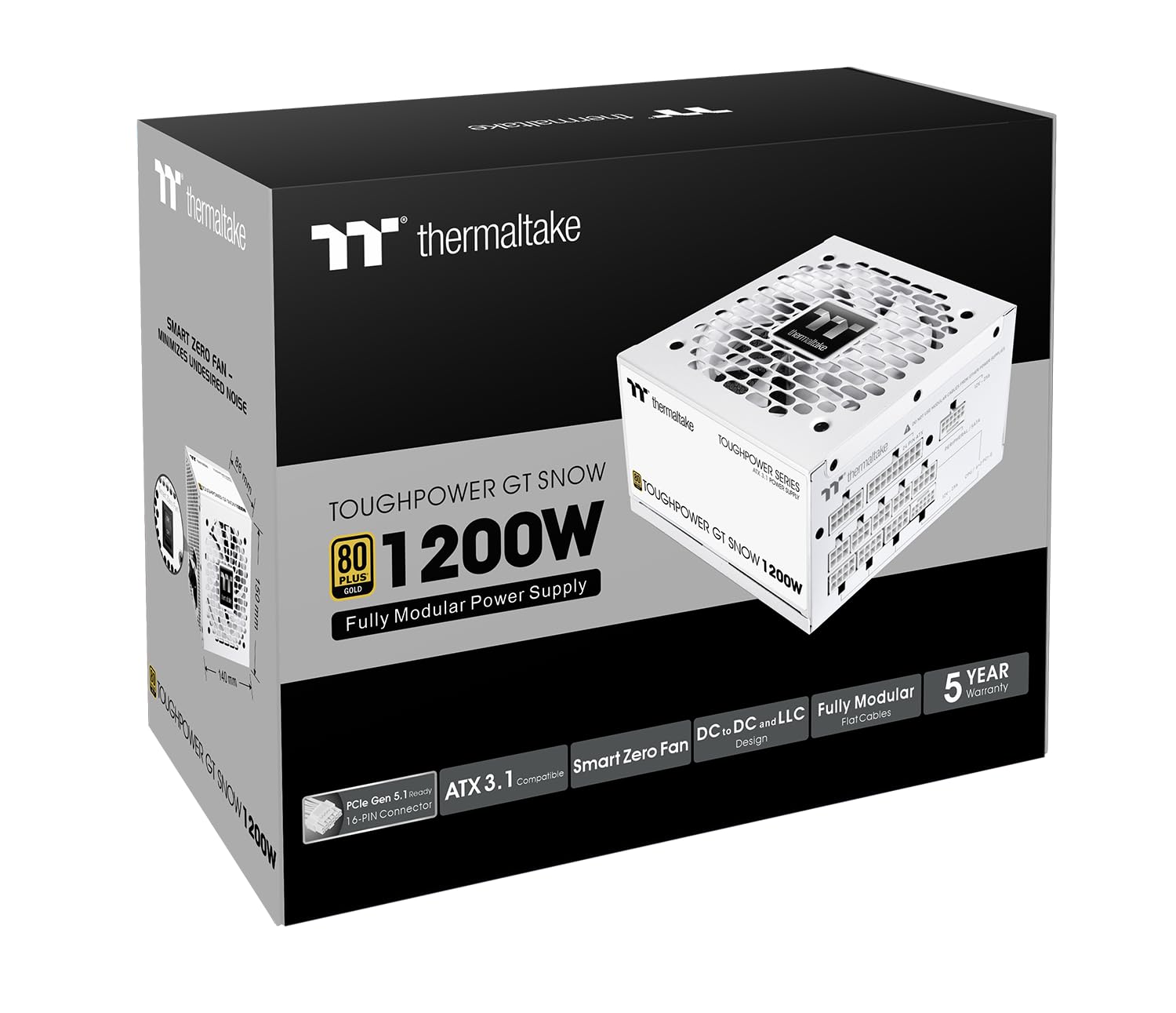 Thermaltake Toughpower GT 1200W | ATX 3.1 | PCIe 5.1 | 80+ GOLD | Modular | Snow