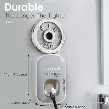 iHave Toothpaste Dispenser Wall Mount for Bathroom Automatic Toothpaste Squeezer (Grey)