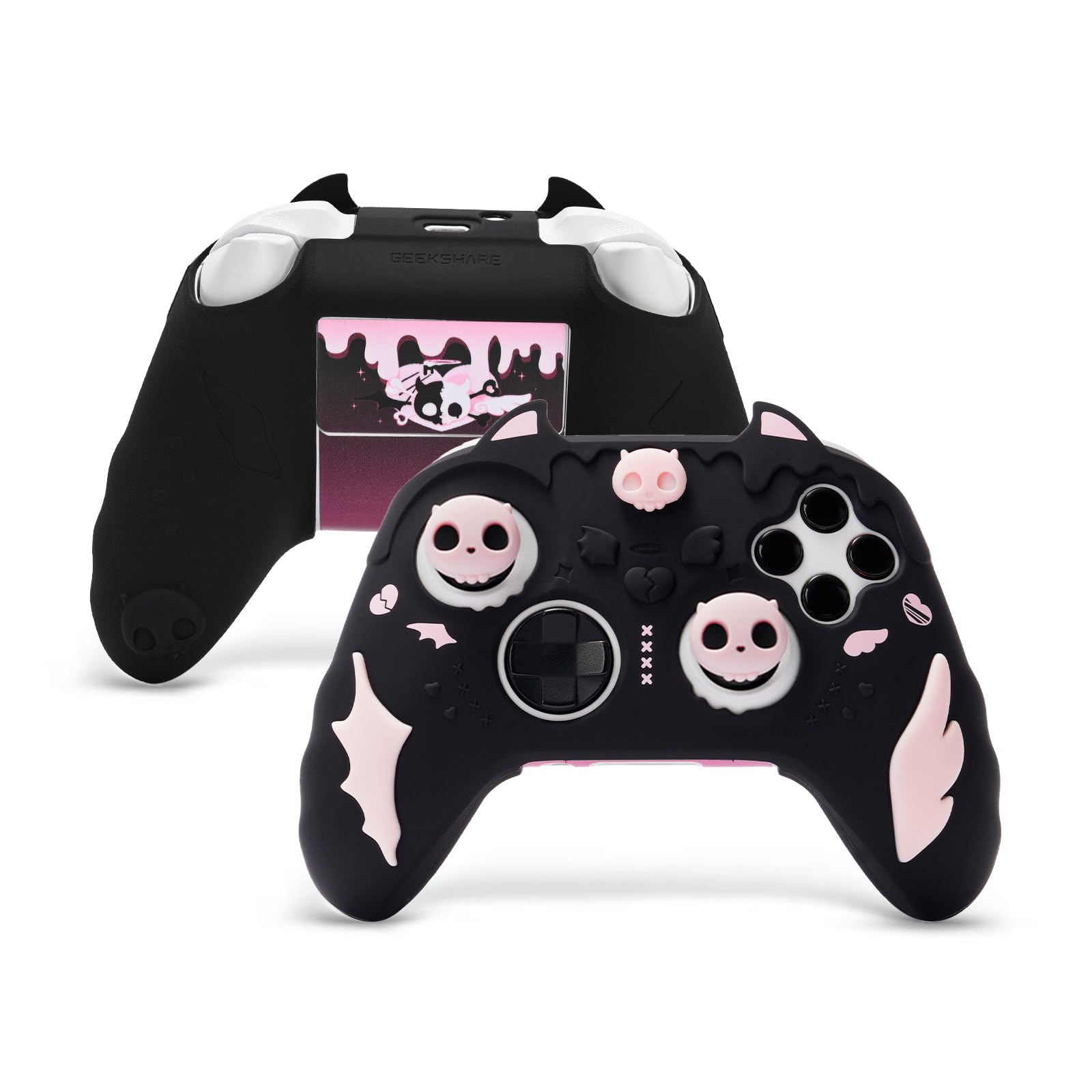 GeekShare Sweetheart Skull Silicone Controller Cover Compatible with Xbox Series X S - Anti-Slip Sweatproof Protective Skin with