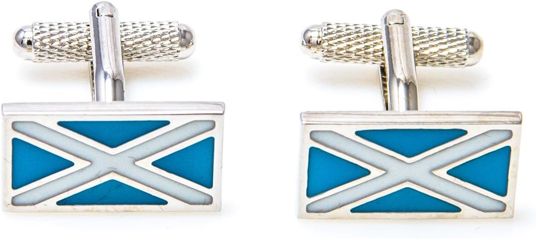 MRCUFF Scotland Flag Scottish Pair of Cufflinks in a Presentation Gift Box & Polishing Cloth