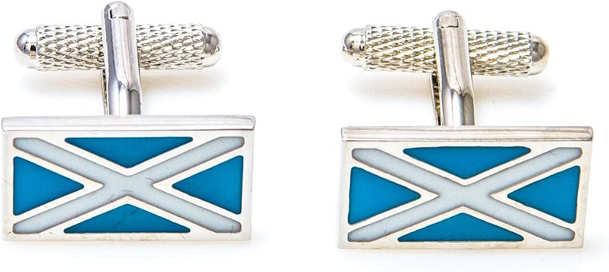 MRCUFF Scotland Flag Scottish Pair of Cufflinks in a Presentation Gift Box & Polishing Cloth