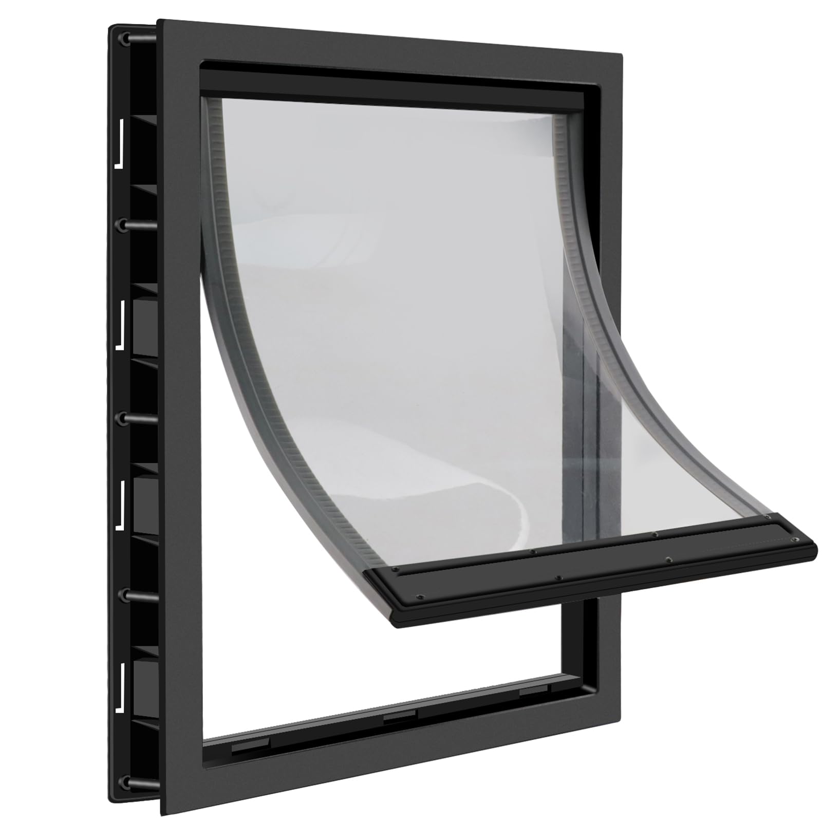 CEESC Porta per cani con patta magnetica trasparente morbida e pannello di chiusura a scatto, patta per animali domestici in plastica PVC premium per cani di taglia grande (XL, nero)