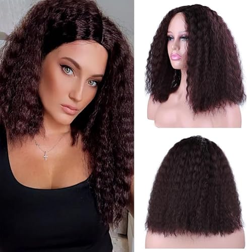 Luxclipse Black Natural Human Hair Wig, Wavy Texture with Middle