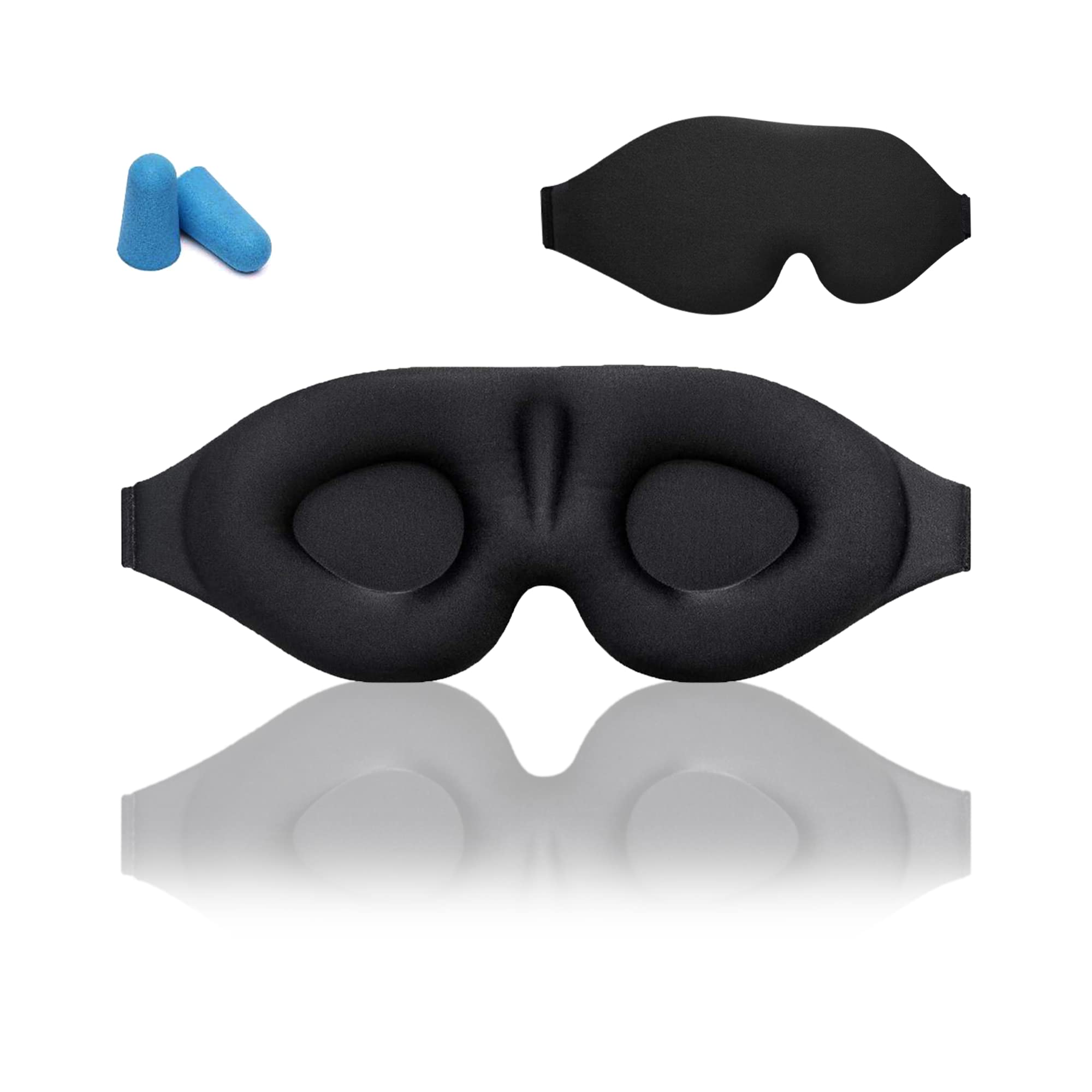 Sleep Eye Mask, Adjustable 3D Contoured Eye Mask For Sleeping 1 PC With Earplugs. Eye Blinder For Men And Women. Super Soft Eye Cover For Sleeping, Travelling And Yoga Meditation.