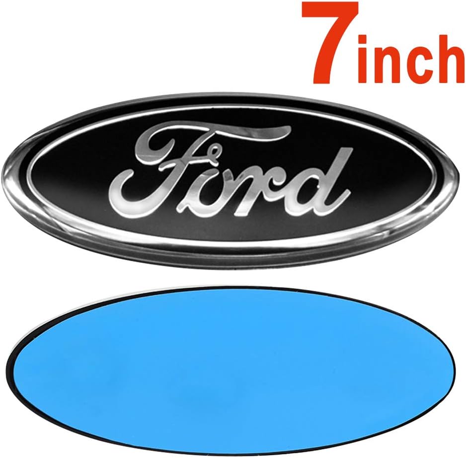 Ruanye For FORD 7 Inch Front Grille Tailgate Emblem, 3D Oval 3M Double Side Adhesive Tape Sticker Badge for Ford Escape Excursion Expedition Freestyle F-150 F-250 F350 (Black)