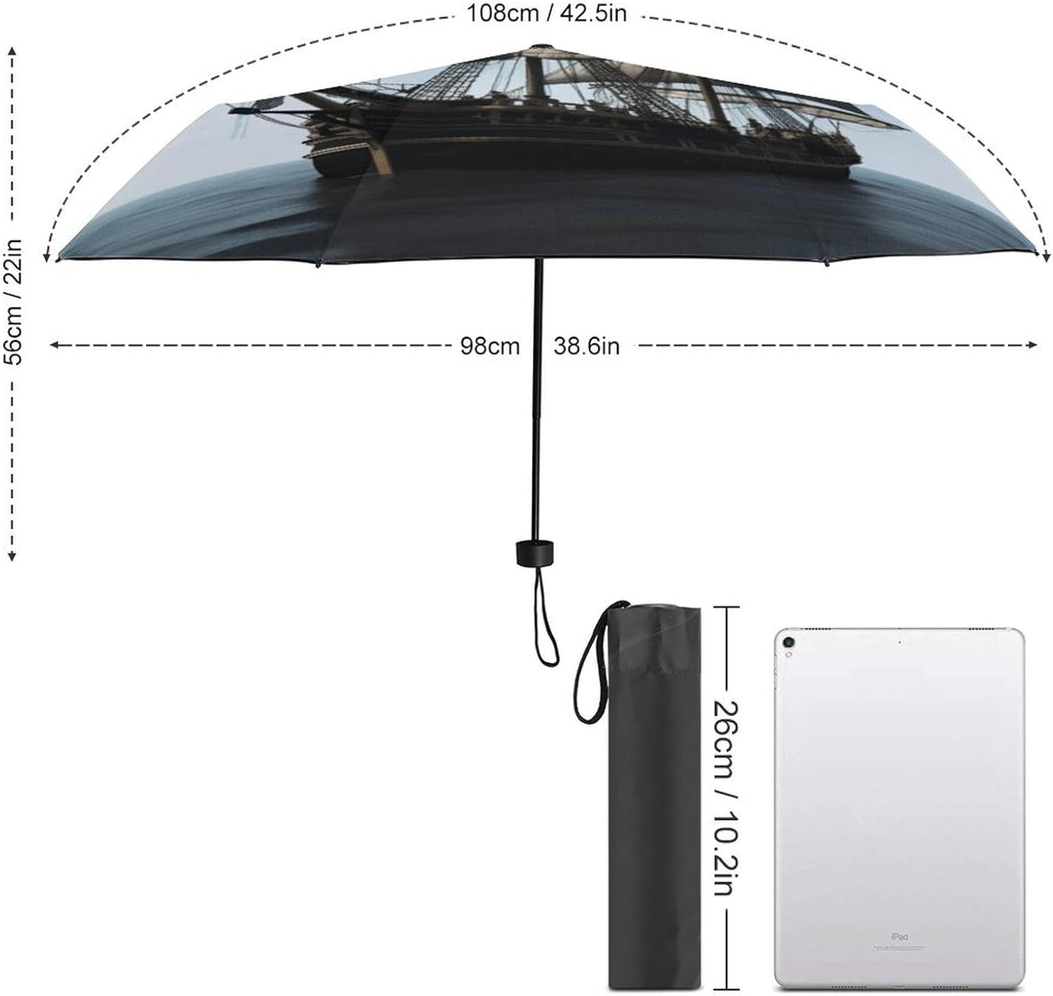 Folding Small Sun Umbrella Old Sailing Ship Windproof Travel Umbrella Lightweight Small And Compact Suit for Pocket
