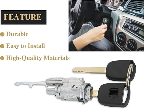 Miniatura 7 de Interruptor de encendido con cerradura de cilindro con 2 llaves compatible para Honda Acura Accord Odyssey Element Civic CR-V Pilot CR-Z MDX RDX TSX