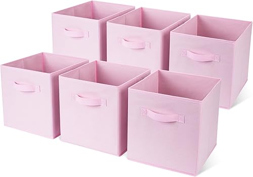 Miniatura 1 de Contenedores de almacenamiento de tela de 13 x 13 x 13 pulgadas, paquete de 6 cubos de almacenamiento duraderos de colores divertidos con asas,