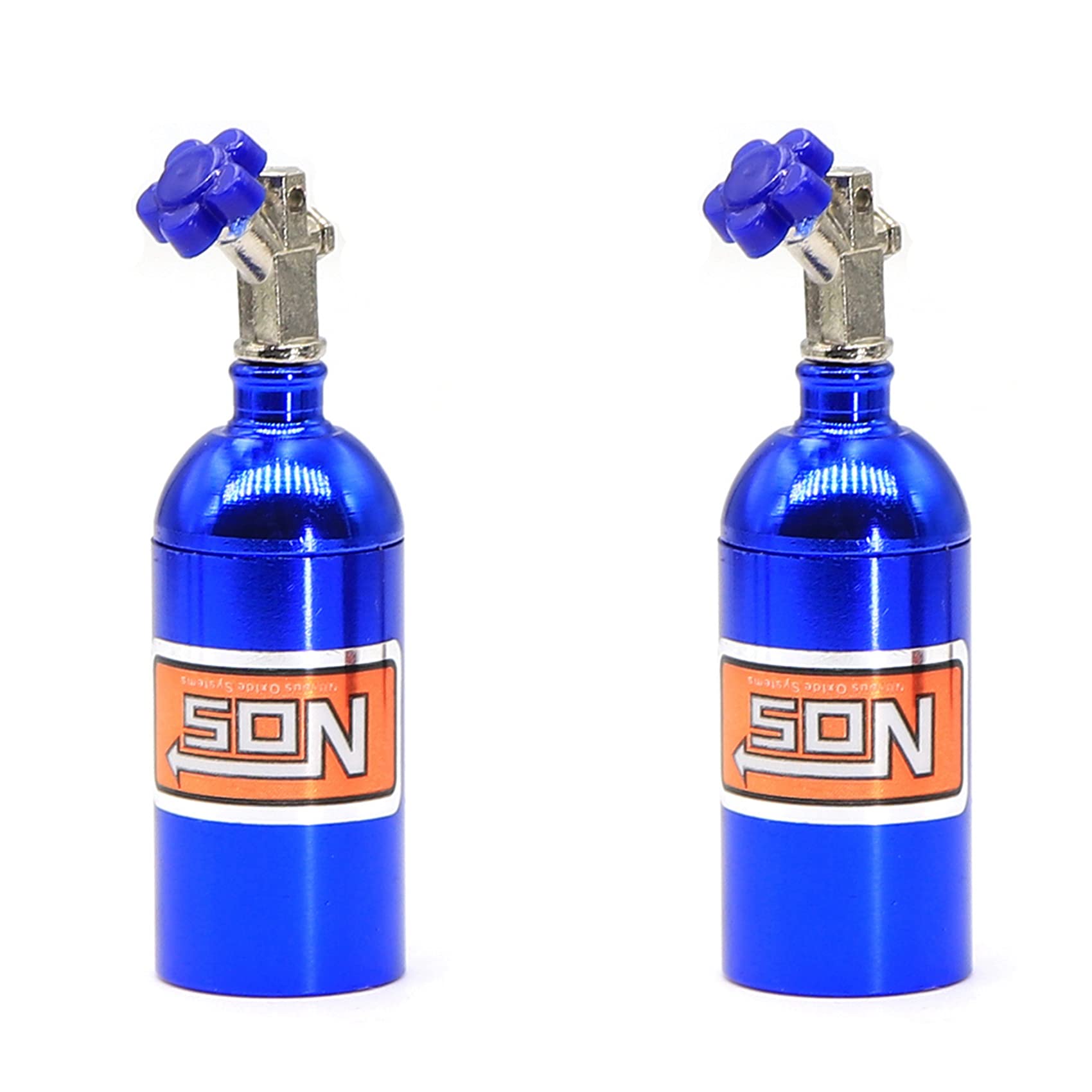 Marclix Lot de 2 bouteilles d'azote NOS simulées en métal pour voiture 1/10 RC Crawler TRX4 D110 Axial Scx10 90046, bleu