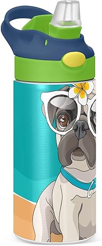 Miniatura 8 de ALAZA Strawberry Fruits - Botellas de agua para niños con tapas, con pajilla, botellas de agua de acero inoxidable aisladas de doble pared a prueba