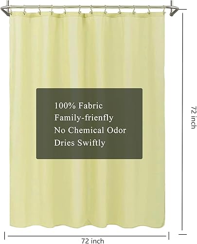 Miniatura 256 de Cortina de ducha de tela blanca con contrapeso inferior, calidad de hotel impermeable, 72 x 72 pulgadas, lavable a máquina B-blanco,Beige