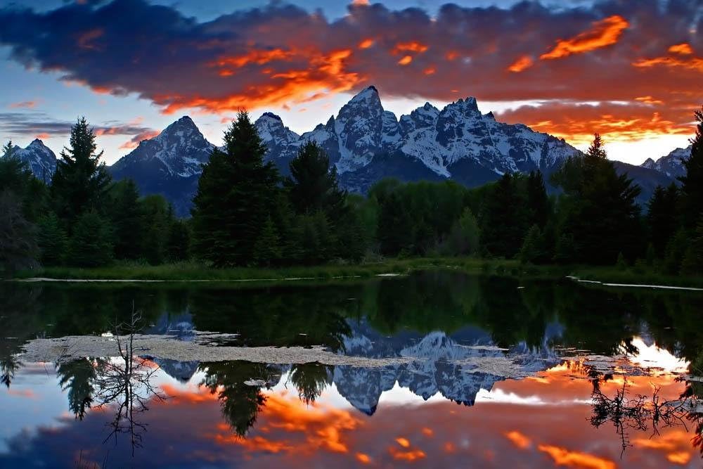 Wallmonkeys GEN-13519-36 WM45547 Fire Over The Mountain Peel and Stick Wall Decals, 36" W x 24" H-Large