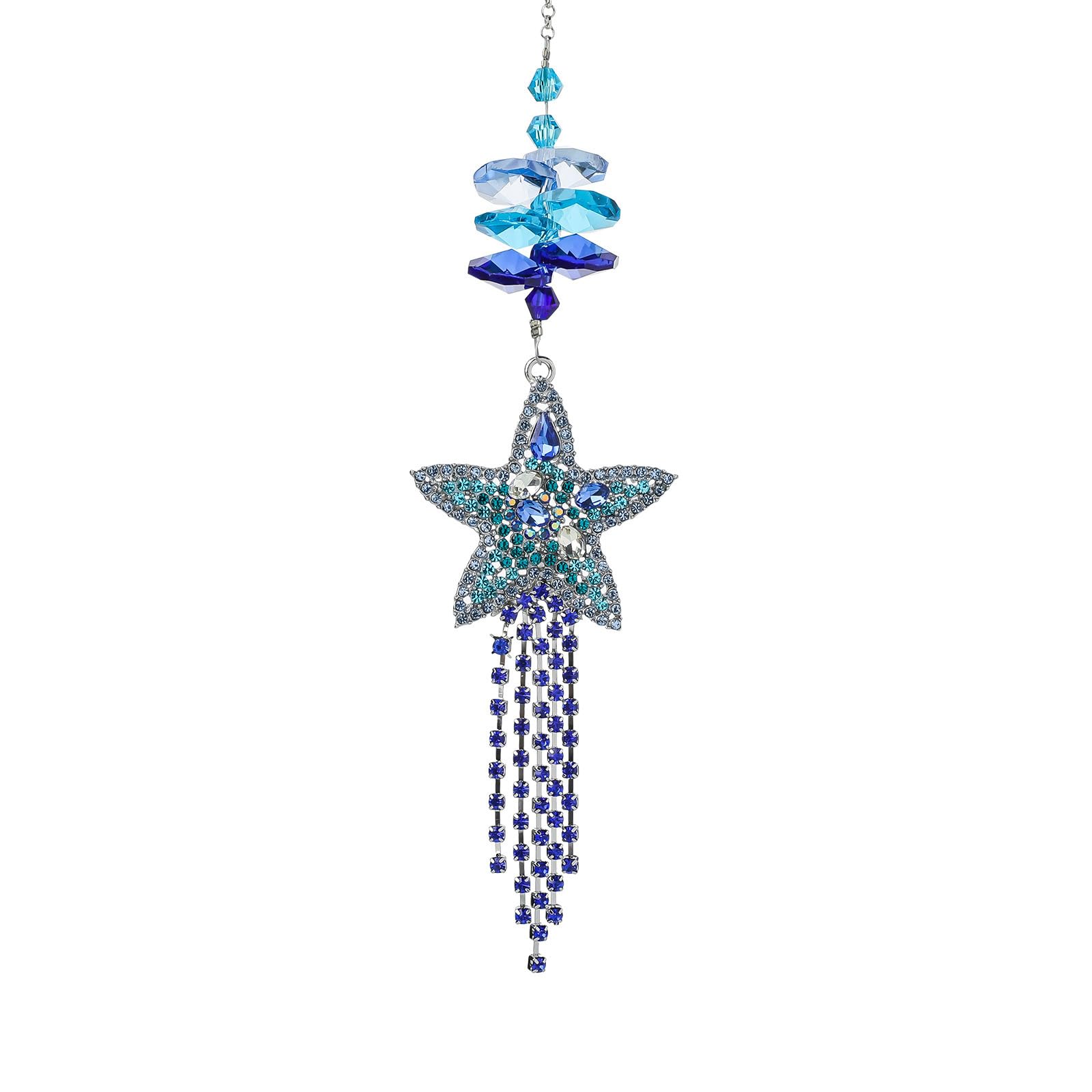 Home Decors Windchime Marine Theme Rhinestones Crystal Jellyfish Suncatchers with Beads Tassels for Indoor Outdoor Use Jellyfish Windchime