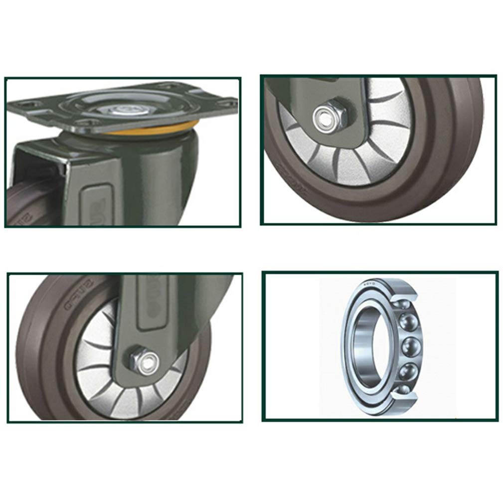 4 Ruedas giratorias de Goma Resistentes para carros de Muebles con Freno, 2 tamaños (2 fijas + 2 sin Freno de 50 mm/2″ (4 Unidades))
