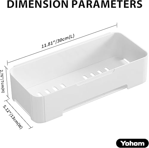 Miniatura 3 de YOHOM Estante adhesivo de ducha para pared de baño, soporte de champú de plástico para almacenamiento de ducha, cesta de organizador de