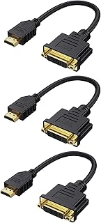 HDMI Male to DVI Female 0.5ft [3 Pack], CableCreation Bi-Directional HDMI Male to DVI-I (24+5) Female Adapter DVI to HDMI 1080P Converter Compatible with PC, TV, TV Box, PS5, Blue-ray, Xbox,Switch