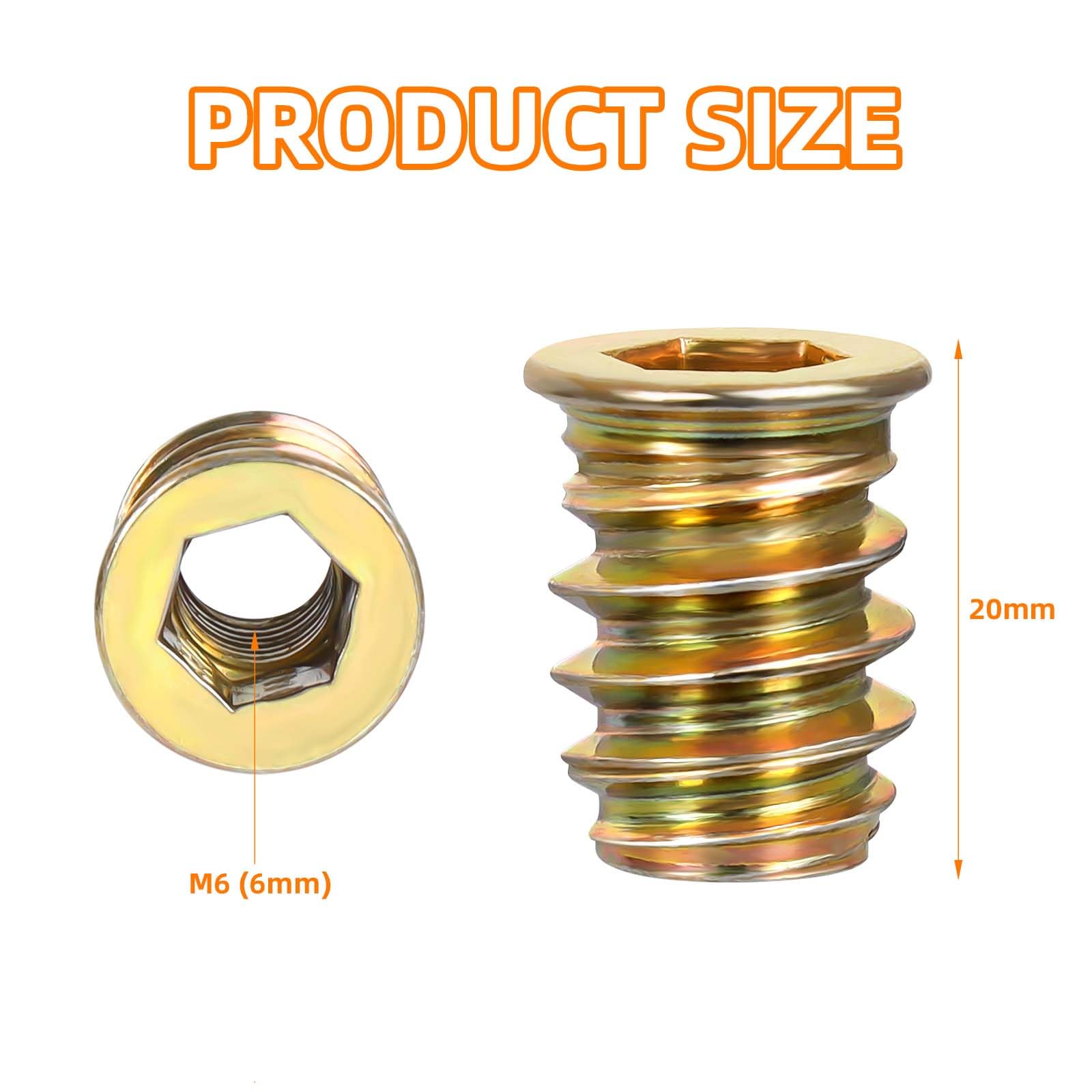 Snapklik.com : M6 X 20mm Wood Inserts Bolt Furniture Screw In Nut ...