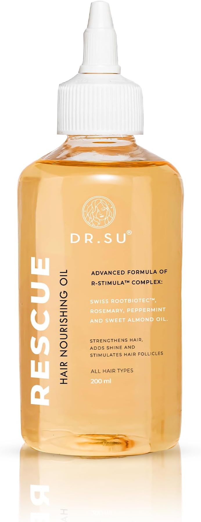Dr. Su Rescue Hair Oil for Hair Growth & Deep Nourishment | Non-Greasy, Fast Absorbing Formula | Rosemary, Peppermint, Sweet Almond & Swiss RootBioTec | 200ml | Unisex Hair Care