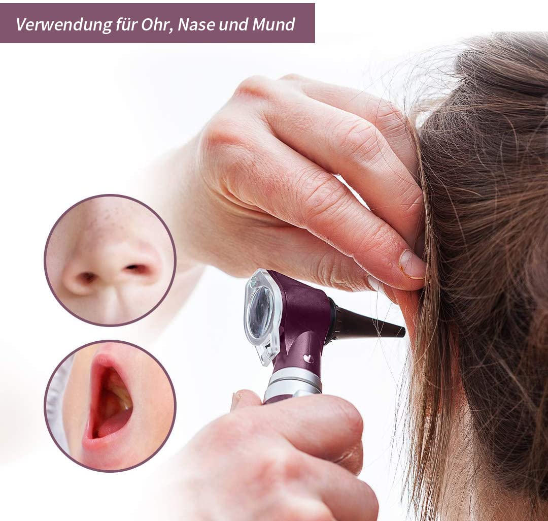 SCIAN Otoscope Kit 3*Magnification,8 Speculum Tips Size Ear Care Tool