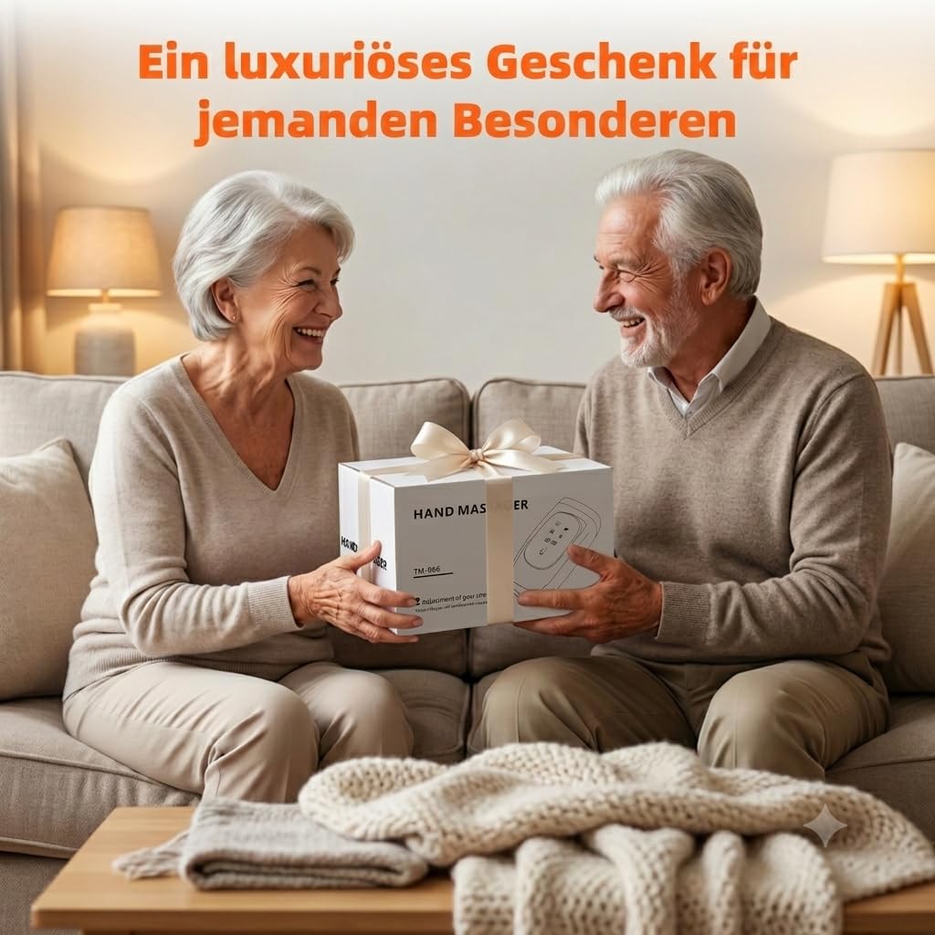 Handmassagegerät mit Wärme und Kompression, Elektrisches Handmassagegerät mit 3-Zonen-Drucksystem & 360° Wärme, NTC Temperaturregelung, Hand Massager für Zuhause, Geschenk für Frauen und Männer