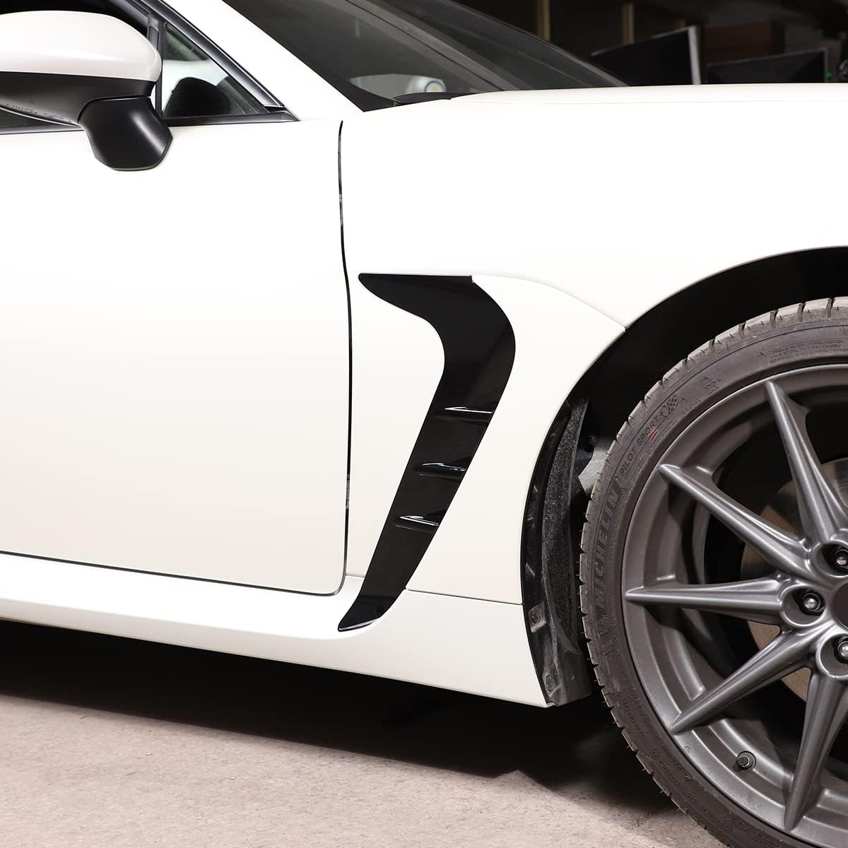 CHEAYAR Car Front Fender Side Air Flow Fender Vent Cover Trim Compatible for Subaru BRZ Scion FR-S Toyota GT86 Fender Side Vents Mesh ABS Sticker Hole Shark Grille 2022 Year (Glossy Black Style)
