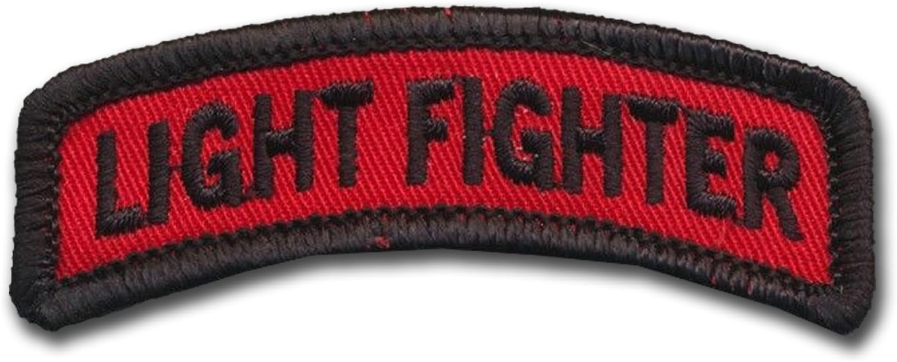LIGHTFIGHTER TAB - RED and Black - 2 1/2" X 1" 7th Infantry Division Wax Backed Embroidered tab - Bayonet Division - Hourglass Division - Lightfighter Division - Light Infantry Division