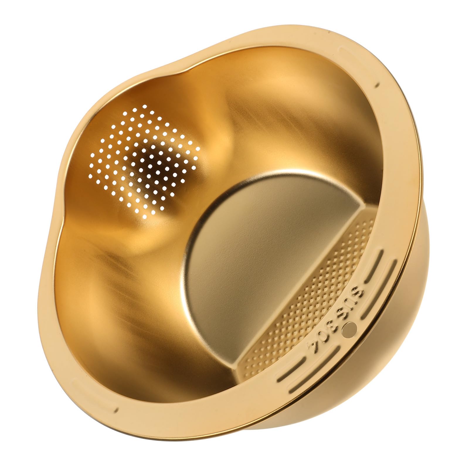 DOITOOL Stainless Steel Fruits and Vegetables Washing Basket Colander, Metal Mesh Rice Strainer Bowl with Drainer for Kitchen and Household Use, Gold Color