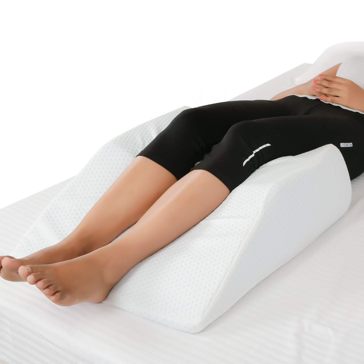 METRONSuper Soft Leg & Knee Elevation Support Inclined Wedge Pillow | Gel Memory Foam | Washable Soft Cover | Multi-Purpose | Pack of 1