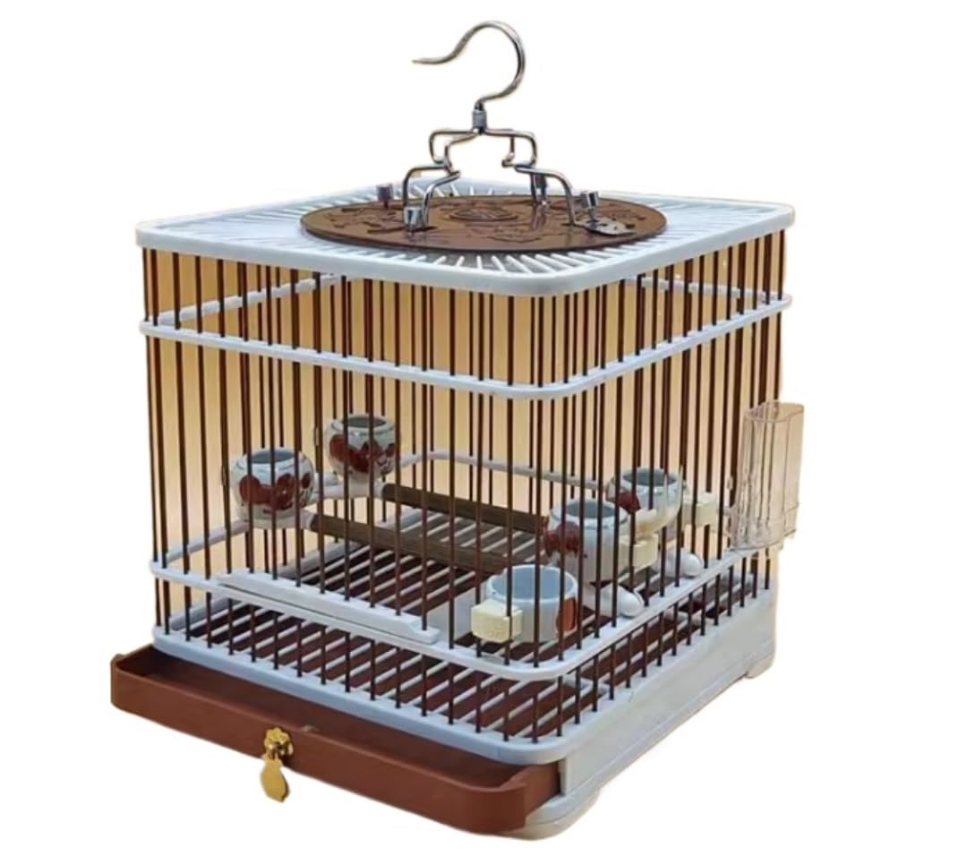 Vogelkäfig im Freien, Vintage Vogelkäfig, Dekorativer Hängender Vogelkäfig, Kunststoff, Quadratisch, Vogelkäfige, Haus, Vogelträger Für Kleine Vögel Vogelvoliere Vogelkäfig Voliere(A)