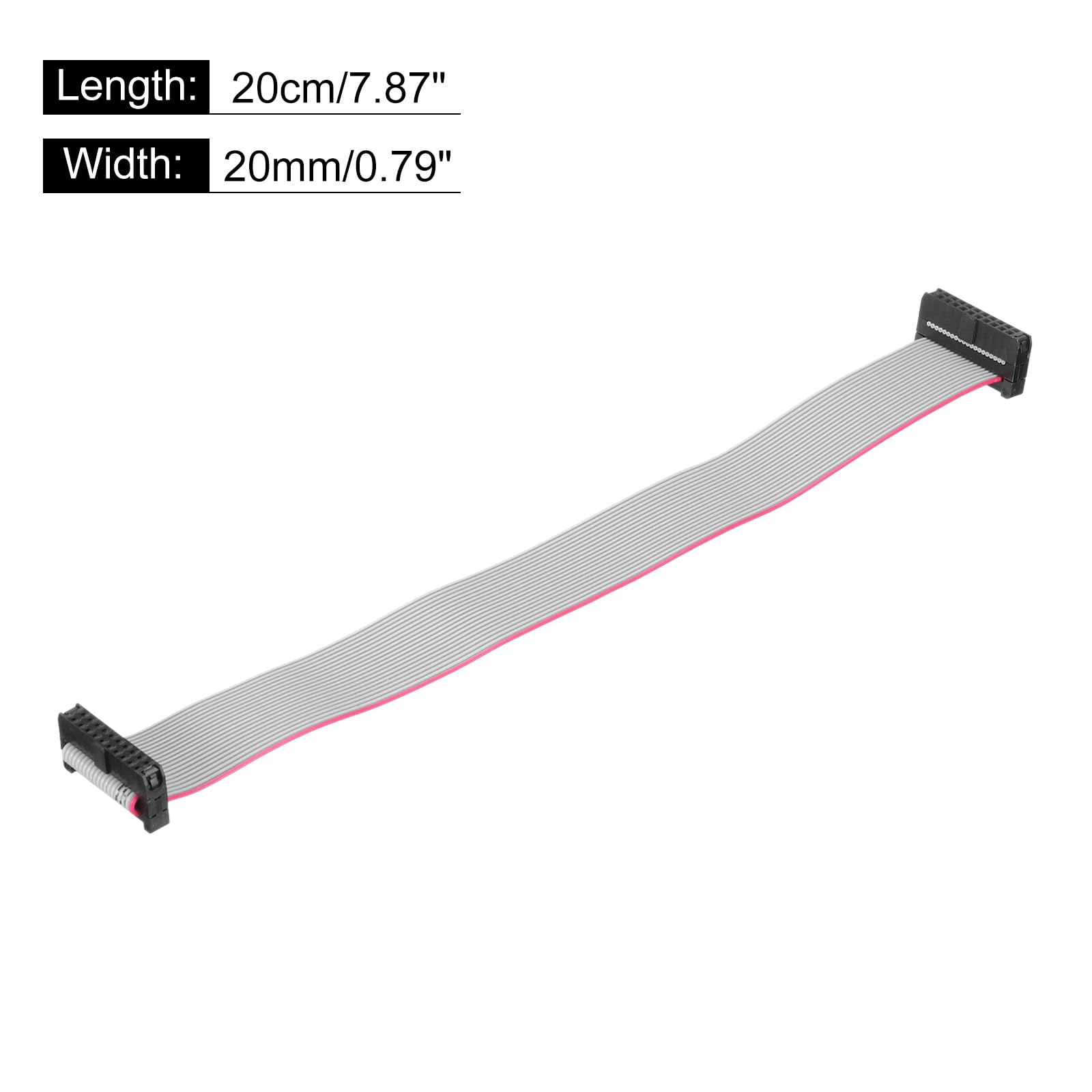 QUARKZMAN Cavo a Nastro Piatto Idc 20Pin, Passo 2.0mm, connettore Fc a Fc, Lunghezza 20cm, Filo Grigio per Computer, display Led, Dvd, confezione da 5 Pezzi