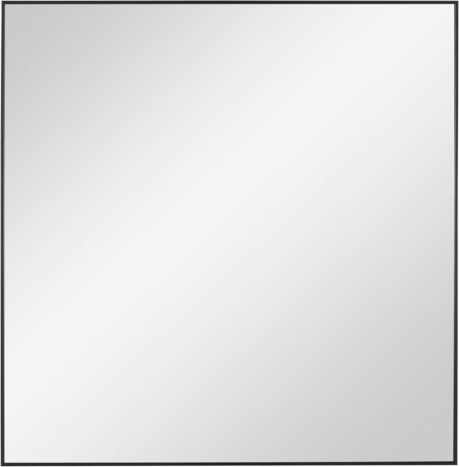 MY SWANKY HOME Elegant Black Square Wall Mirror 28 in Metal Thin Frame Sleek Vanity Classic