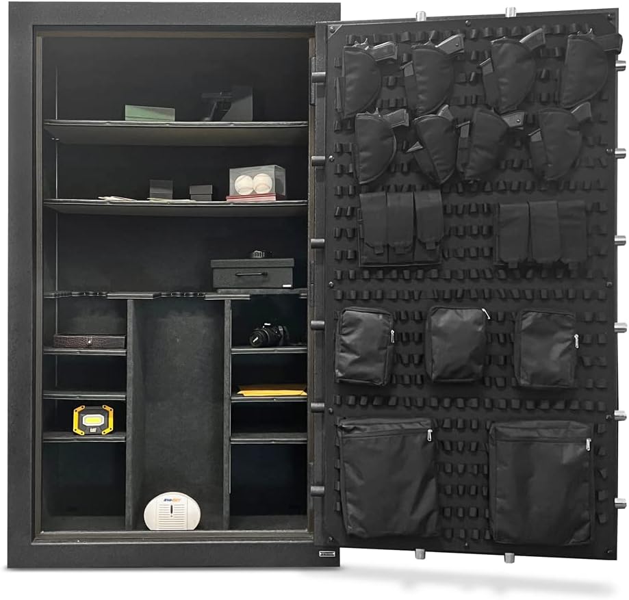 Stealth UL50 Fireproof 50 Gun Storage Safe for Rifles & Pistols with Triple Gun Rack, Door Panel Orgaizer Installed, Storage Shelves, Electrical Power Outlet, Durable Paint to Store Valuables