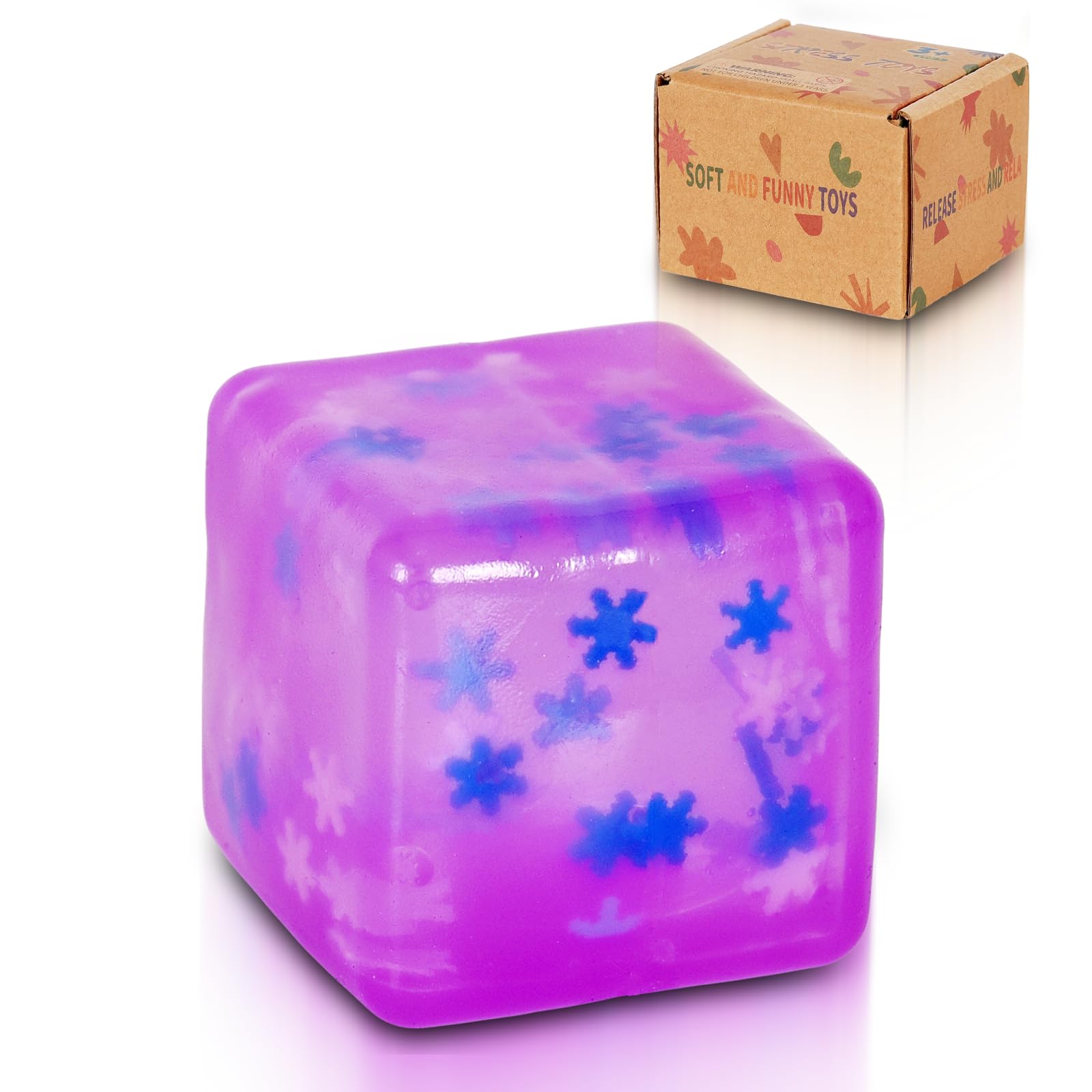 Copfeqyr 1pack 5 cm / 1.97 in snowflake squeeze toy - fidget toys for kids and adults stress cube, squishy toys in gift box (Purple)