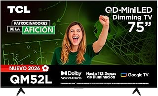TCL 75QM52L Pantalla 75" Mini-LED 4K QLED | Google TV | 60 Hz VRR | Dolby Vision HDR 10+ | 450 NITS | Wi-Fi Bluetooth | Compatible with Alexa