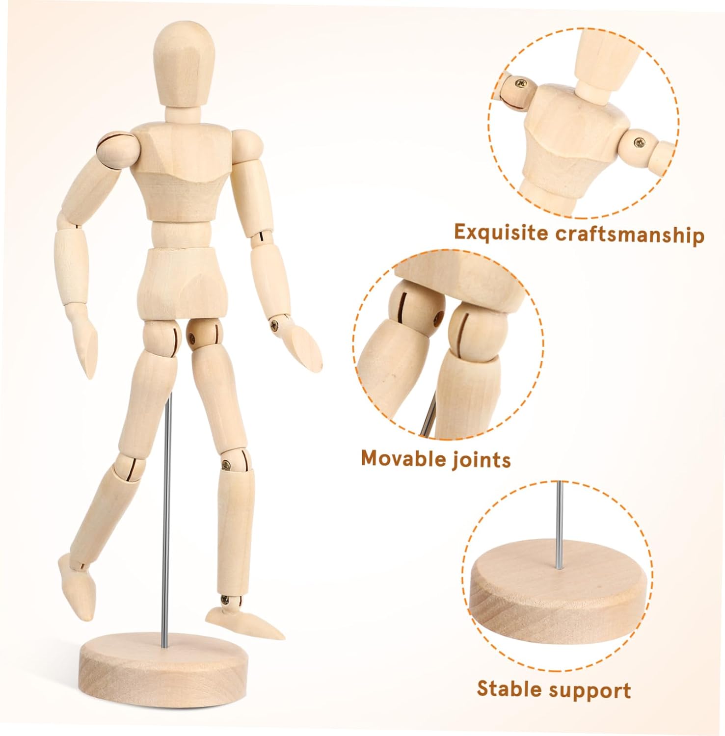 FONDOTIN Poseable Wooden Mannequin Drawing Figure Model for Artists Jointed Human Figure Adjustable Joints for Sketching and Decoration for Home Office and Art Studios