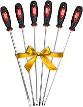 WALTER Schraubendreher Set extra lang 6-tlg., Geschenk für Männer und Heimwerker, magnetische Spitzen, ergonomische Griffe, rutschfest, ideal für schwer zugängliche Stellen