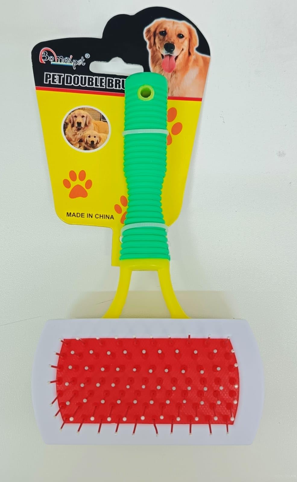 Dog Brush Cat Brush Pet Double Brush Grooming Comb, Pet Cleaning Cat Dog Slicker Pin Brushes with Gel handle